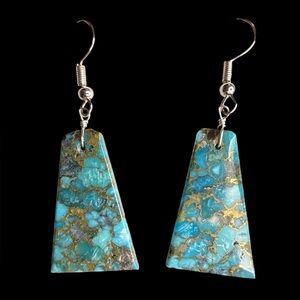 Jameson Pete Navajo Turquoise Slab Sterling Silver Earrings